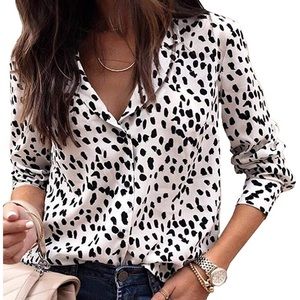 Black and White Leopard Print Blouse